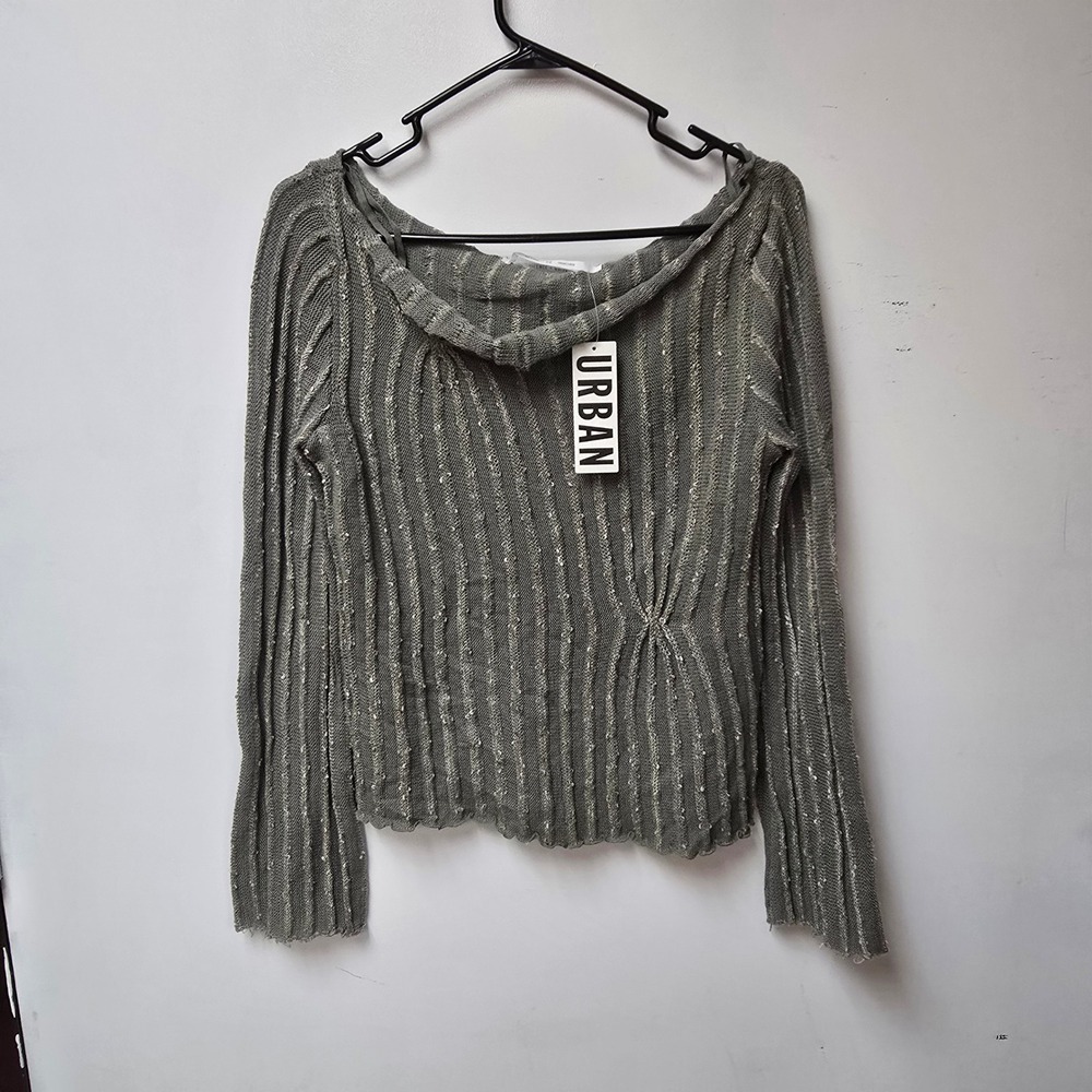Silence + Noise Urban Outfitters Moss Green Knit Long Sleeve Top Large OB1839462